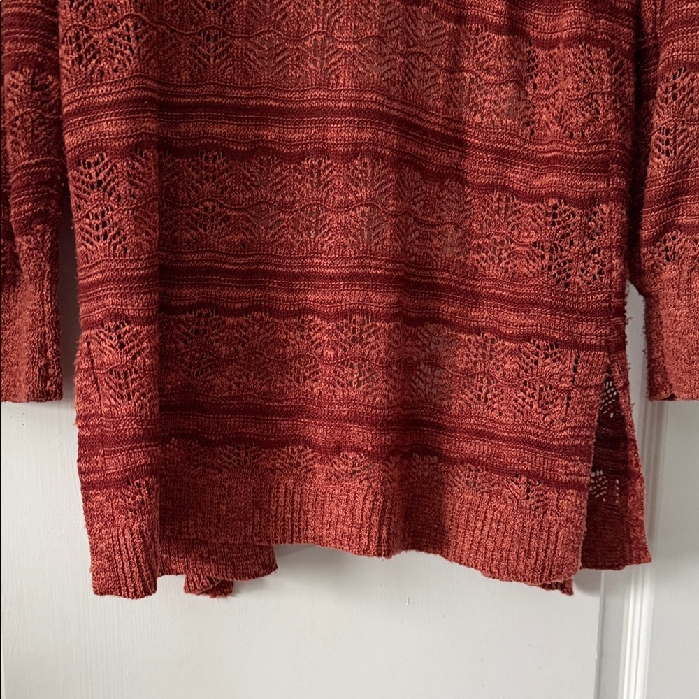 LC Lauren Conrad Women's Knit Cardigan in Rich Rust - Picture 7 of 8